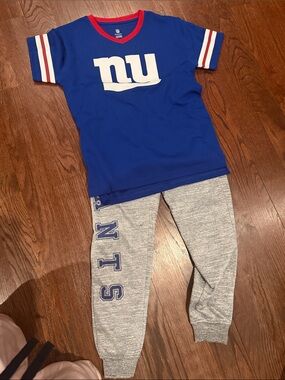 NFL Blue and Red New York Giants Kids' Tee with Gray Joggers